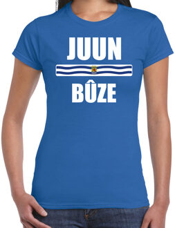 Bellatio Decorations Juun buze met vlag Zeeland t-shirt blauw dames - Zeeuws dialect cadeau shirt 2XL