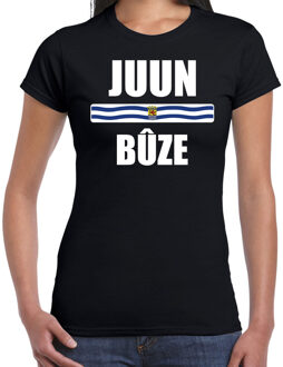 Bellatio Decorations Juun buze met vlag Zeeland t-shirt zwart dames - Zeeuws dialect cadeau shirt 2XL