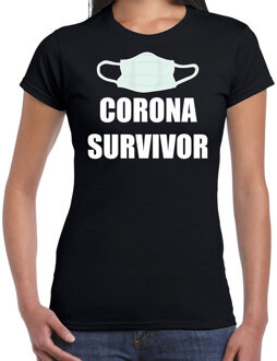 Bellatio Decorations Kado t-shirt corona survivor zwart voor dames L