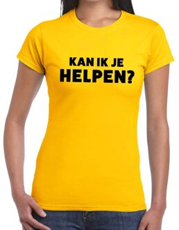 Bellatio Decorations Kan ik je helpen beurs/evenementen t-shirt geel dames 2XL