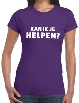 Bellatio Decorations Kan ik je helpen beurs/evenementen t-shirt paars dames 2XL