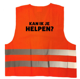 Bellatio Decorations Kan ik je helpen personeel vestje / hesje oranje met reflecterende strepen voor volwassenen - One size
