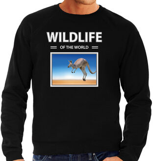 Bellatio Decorations Kangaroe sweater / trui met dieren foto wildlife of the world zwart voor heren