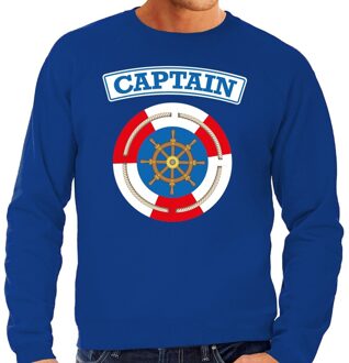 Bellatio Decorations Kapitein/captain verkleed sweater blauw voor heren