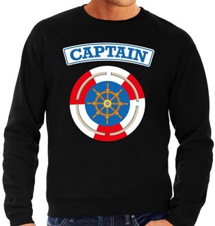 Bellatio Decorations Kapitein/captain verkleed sweater zwart voor heren 2XL