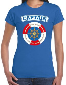 Bellatio Decorations Kapitein/captain verkleed t-shirt blauw voor dames 2XL