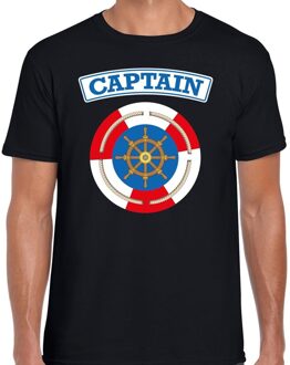 Bellatio Decorations Kapitein/captain verkleed t-shirt zwart voor heren 2XL