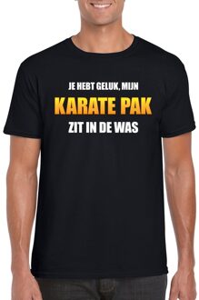 Bellatio Decorations Karatepak zit in de was heren carnaval t-shirt zwart 2XL