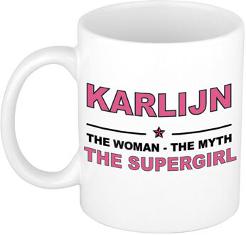 Bellatio Decorations Karlijn cadeau mok - Woman Myth Supergirl - naam koffiemok - 300 ml - collega - moederdag