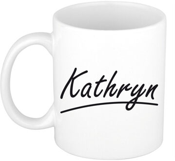 Bellatio Decorations Kathryn voornaam kado beker / mok sierlijke letters - gepersonaliseerde mok met naam - Naam mokken Multikleur