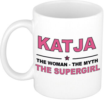 Bellatio Decorations Katja cadeau mok - Woman Myth Supergirl - naam koffiemok - 300 ml - collega - moederdag