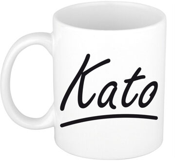 Bellatio Decorations Kato voornaam kado beker / mok sierlijke letters - gepersonaliseerde mok met naam - Naam mokken Multikleur