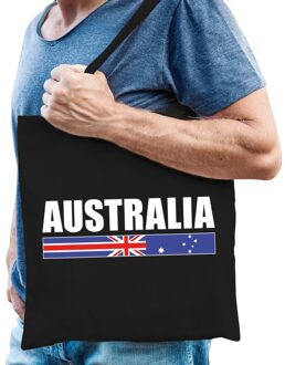 Bellatio Decorations Katoenen Australie supporter tasje Australia zwart - 10 liter - Australische supporter cadeautas