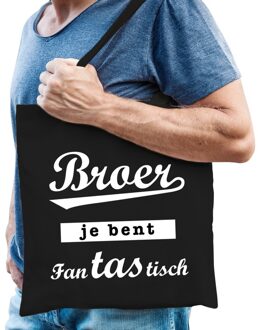 Bellatio Decorations Katoenen cadeau tasje broer je bent fantastisch zwart