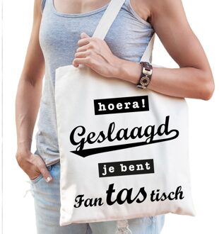 Bellatio Decorations Katoenen cadeau tasje hoera geslaagd je bent fantastisch