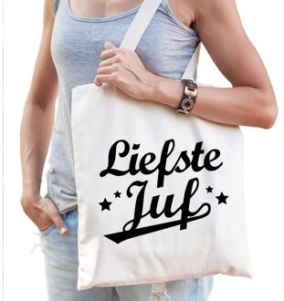 Bellatio Decorations Katoenen cadeau tasje liefste juf