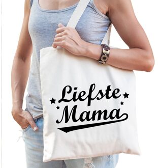 Bellatio Decorations Katoenen cadeau tasje Liefste mama Beige