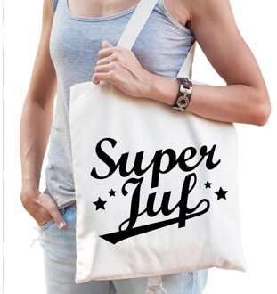 Bellatio Decorations Katoenen cadeau tasje super juf