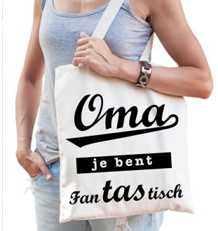 Bellatio Decorations Katoenen cadeau tasje voor oma Beige