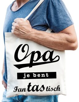 Bellatio Decorations Katoenen cadeau tasje voor opa Beige