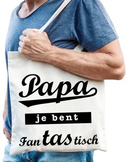 Bellatio Decorations Katoenen cadeau tasje voor vaders Beige