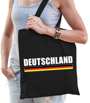 Bellatio Decorations Katoenen Duitsland supporter tasje Deutschland zwart - 10 liter - Duitse supporter cadeautas