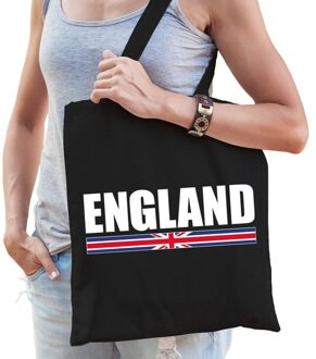 Bellatio Decorations Katoenen Engeland supporter tasje England zwart - 10 liter - Engelse supporter cadeautas