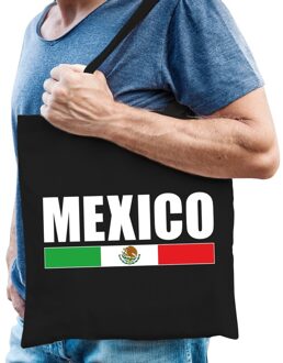 Bellatio Decorations Katoenen Mexicaans supporter tasje Mexico zwart - 10 liter - Mexicaanse supporter cadeautas