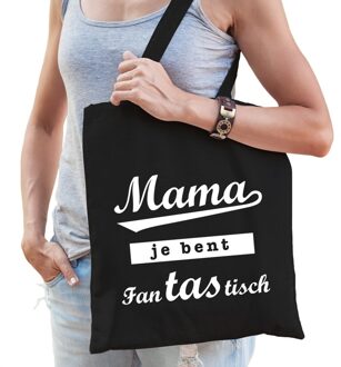 Bellatio Decorations Katoenen moeder cadeau tasje mama je bent fantastisch zwart