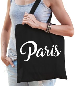Bellatio Decorations Katoenen Parijs/wereldstad tasje Paris zwart