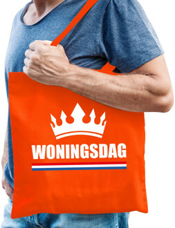 Bellatio Decorations Katoenen tas / shopper oranje Woningsdag heren