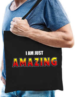 Bellatio Decorations Katoenen tas / shopper zwart I am just amazing heren