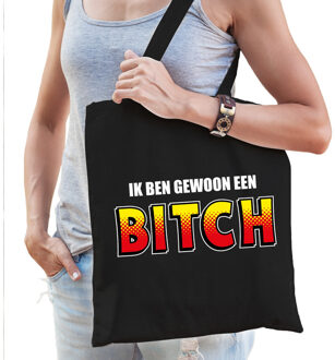Bellatio Decorations Katoenen tas / shopper zwart Ik ben gewoon een bitch dames