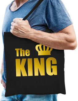 Bellatio Decorations Katoenen tas / shopper zwart the king gouden letters heren