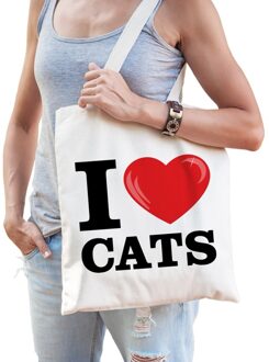 Bellatio Decorations Katoenen tasje I love cats/ katten/ poezen