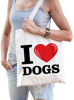 Bellatio Decorations Katoenen tasje I love dogs/ honden
