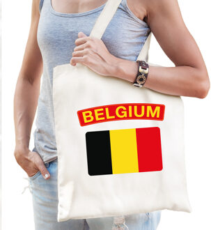 Bellatio Decorations Katoenen tasje wit Belgium / Belgie supporter