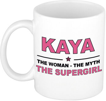 Bellatio Decorations Kaya cadeau mok - Woman Myth Supergirl - naam koffiemok - 300 ml - collega - moederdag Oudroze