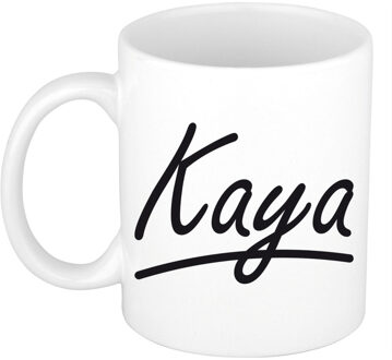 Bellatio Decorations Kaya voornaam kado beker / mok sierlijke letters - gepersonaliseerde mok met naam - Naam mokken Multikleur