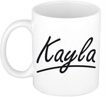 Bellatio Decorations Kayla Naam koffiemok - beker - met sierlijke letters - wit - 300 ml - Cadeau - Dames