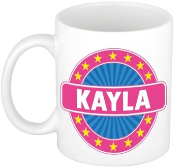 Bellatio Decorations Kayla voornaam koffiemok - beker - wit/roze - 300 ml - Cadeau - Dames - Collega - Moederdag