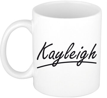 Bellatio Decorations Kayleigh Naam koffiemok - beker - met sierlijke letters - wit - 300 ml - Cadeau - Dames