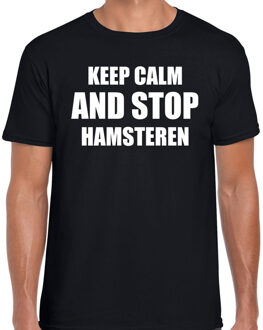 Bellatio Decorations Keep calm and stop hamsteren corona virus / crisis zwart voor heren 2XL