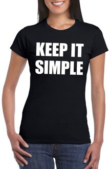 Bellatio Decorations Keep it simple tekst t-shirt zwart dames XS