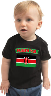 Bellatio Decorations Kenya / Kenia landen shirtje met vlag zwart voor babys 68 (3-6 maanden)