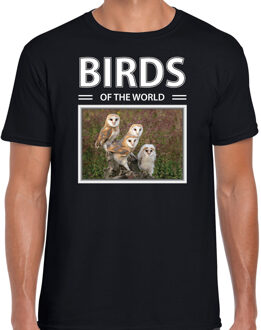Bellatio Decorations Kerkuilen t-shirt met dieren foto birds of the world zwart voor heren