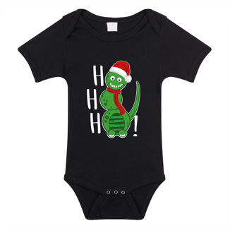 Bellatio Decorations kerst baby romper - zwart - sneeuwpop dino 56 (1-2 maanden)