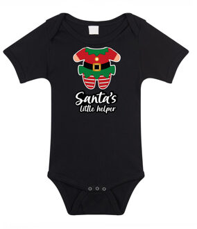 Bellatio Decorations kerst baby rompertje - Kerst elfje - zwart - Santa little helper - kerstdiner 56 (1-2 maanden)