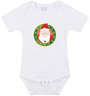 Bellatio Decorations Kerst baby rompertje met kerstman wit jongens en meisjes - Kerstkleding baby 56 (1-2 maanden)