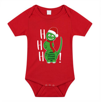 Bellatio Decorations kerst baby rompertje - rood - sneeuwpop dino 56 (1-2 maanden)